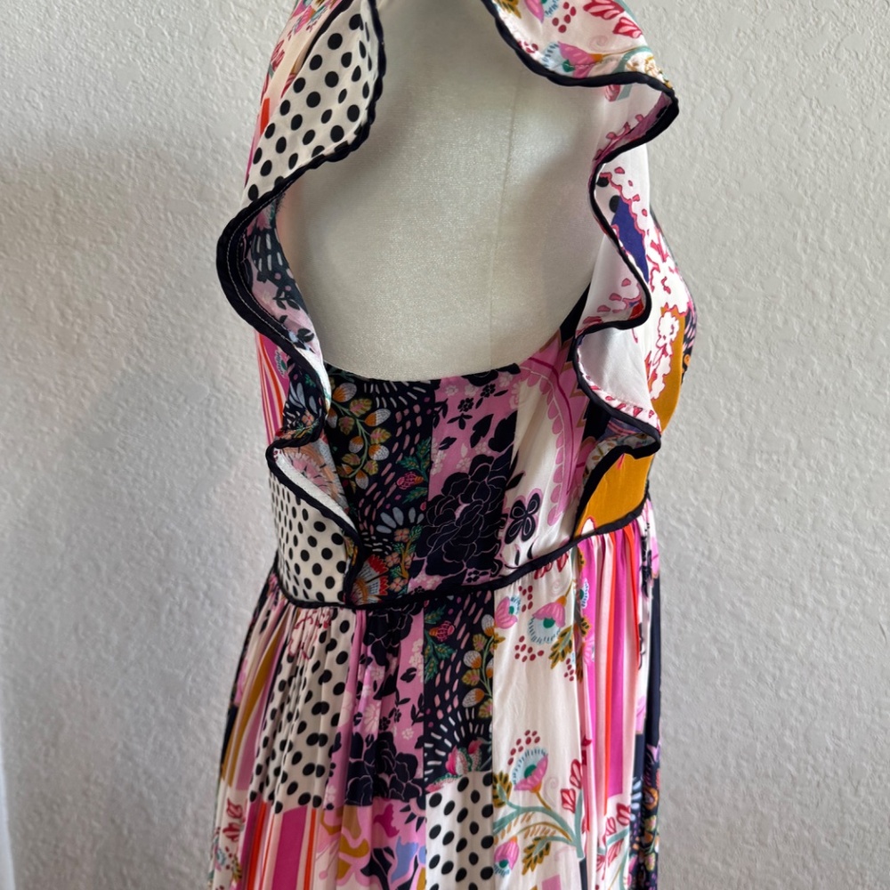 Anthropologie Ruffled Flutter Patchwork Midi Dres… - image 8